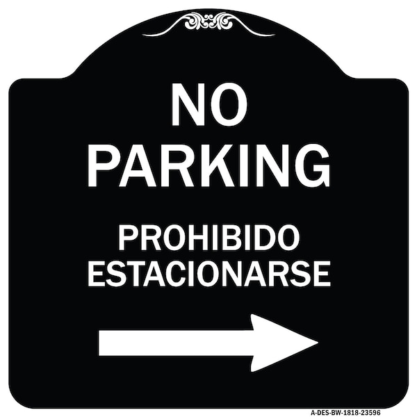 Signmission No Parking Prohibido Estacionarse W/ Left Arrow Heavy-Gauge Aluminum Sign, 18" x 18", BW-1818-23596 A-DES-BW-1818-23596 - main